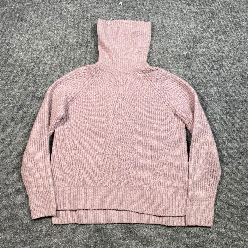 Madewell Womens Lilac Purple Ribbed Turtleneck Wool Blend Sweater AF521 Size S